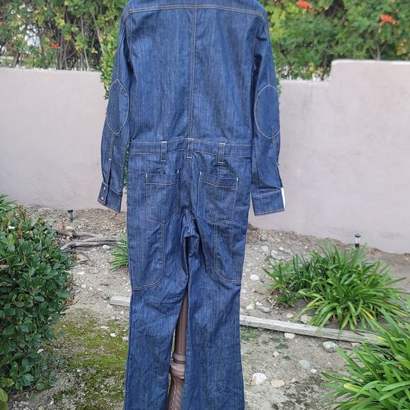Land Of Distraction 70’s Inspired Denim Flared Utility Jumpsuit - Picture 4 of 8